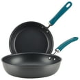 thumbnail image 2 of Rachael Ray Create Delicious 9.5 " and 11.75" Hard-Anodized Aluminum Nonstick Deep Skillet, Teal Handles, 2 of 6