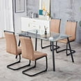 thumbnail image 3 of Modern Dining Chairs Set of 4, Dining Living Room Chairs Upholstered Chair with Metal Legs, Dining Room Side Chairs, High Back Dining Chairs, for Kitchen, Living, Bedroom, Brown, 3 of 7