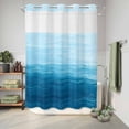 thumbnail image 6 of No Hook Shower Curtain with Built-in Rings - Sky Blue White Brush Stroke Textured Washable Waterproof Fabric Bathroom Curtains for Hotel,Rentals, 60 X 72 Inch Long , Abstract Modern, 6 of 9