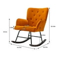 thumbnail image 7 of Velvet Rocking Chair, Upholstered Accent Armchair with Tufted High Back and Wood Legs, Modern Leisure Rocker Reading Chair for Living Room, Bedroom and Office, Orange, 7 of 7
