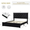 thumbnail image 3 of COZONY Vintage Velvet Upholstered Bed Frame - King Size with Tall Tufted, Adjustable-Height Headboard, 2 Storage Drawers, No Box Spring Required, 3 of 20