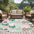 thumbnail image 4 of Round Rugs 6Ft, Spring Floral Checkered Round Area Rug Washable Indoor Throw Carpet, Turquoise Pink Buffalo Plaid Soft Non Slip Circle Rug for Office Cabinet Home Decor Aesthetic, 4 of 8