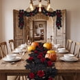 thumbnail image 4 of ZhangC Fall Artificial Maple Leaf Garland with Red Rose, 69 Inch Fall Hanging Vines with Black Leaves, Thanksgiving Halloween Indoor Outdoor Decor for Mantel, Staircase, Wedding and Party, 4 of 5