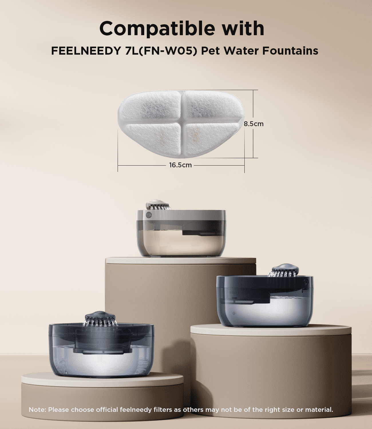 FeelNeedy FN-W05 Large Cat Dog Water Fountain Replacement Filters, 6 Pack