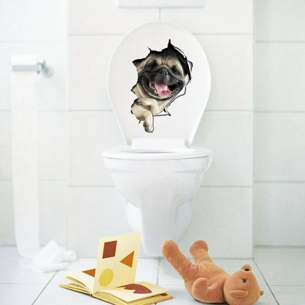 Cute DIY 3D French Bulldog Animal Wall Sticker Toilet Lid Decals Home Decor  Dog Art 