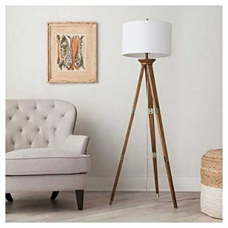 Oak Wood Tripod Floor Lamp Brass  - Threshold™