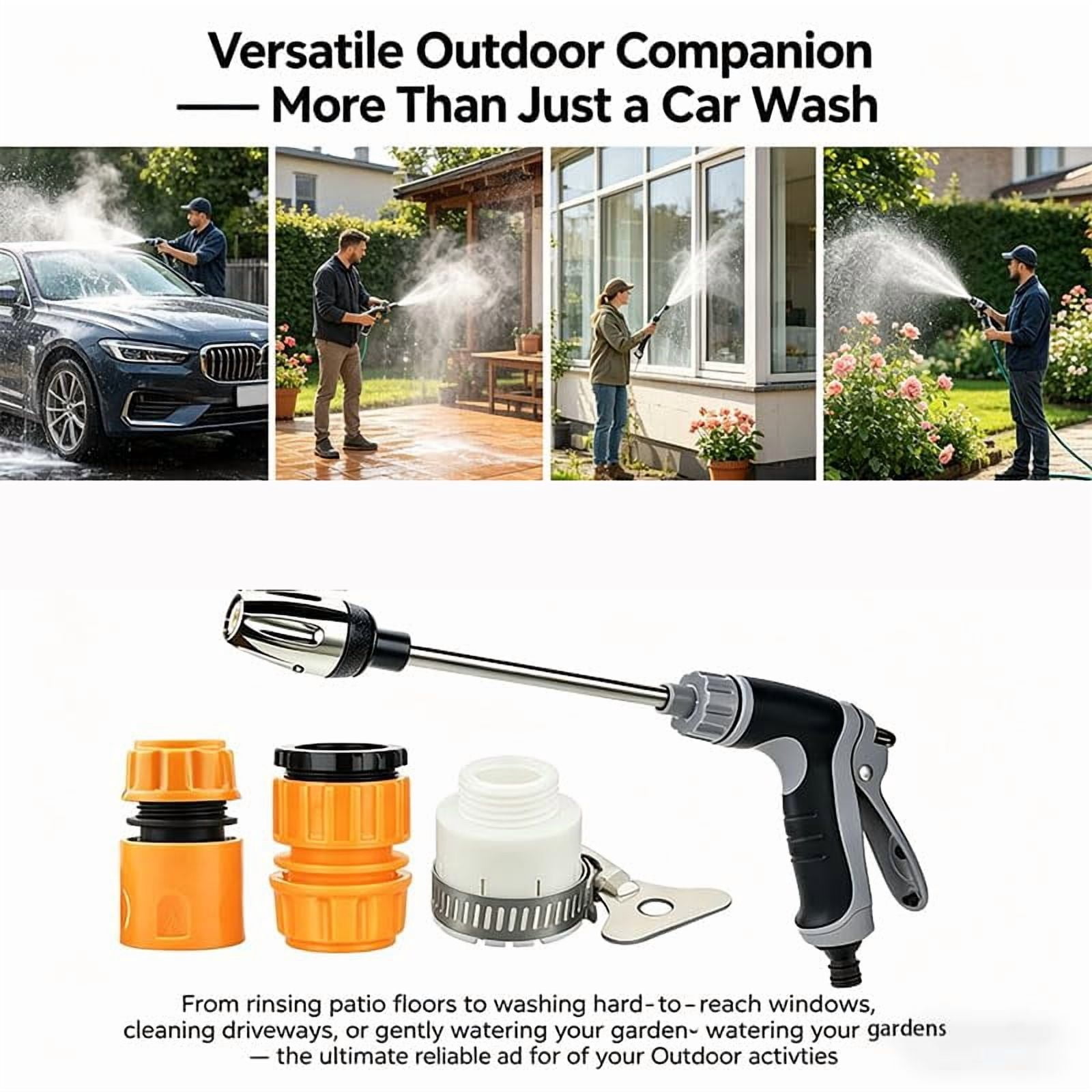 Hose Hawk Pressure Washer, Hosehawk Pro Handheld Garden Hose Nozzle with 360° Rotating Head, 4 Spray Modes Multi-Function Water Sprayer for Car, Yard and Driveway Cleaning
