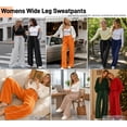thumbnail image 6 of UVN Sweatpants for Women Casual Wide Leg Baggy Pants Straight Long Trousers High Waist Drawstring Workout Pants with Pockets, 6 of 13