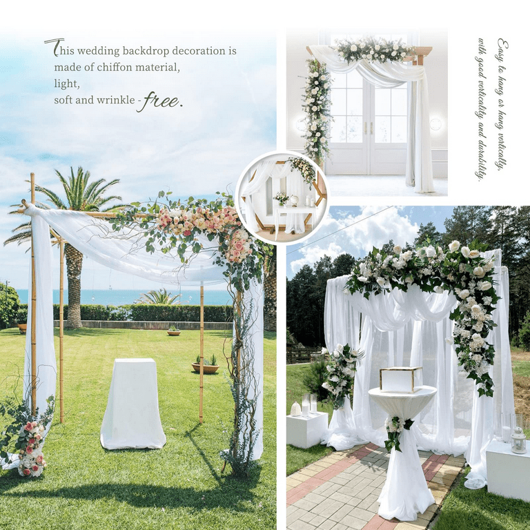 DONGPAI Wedding Arch Draping Fabric, White Wedding Arch Drapes