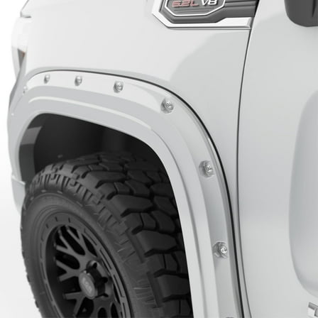 EGR 791794-GAZ bolt-on look fender flare full set, factory summit white color match, compatible with select GMC Sierra models