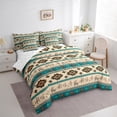 thumbnail image 4 of Homewish Western Hippie Aztec Twin Bedding Sets 7-Piece for Adult, Cowboy Cowgirl Bedding Comforter Set, Wheat Teal Triangle Abstract Reversible Sheet Sets, Breathable Home Decor, 4 of 8