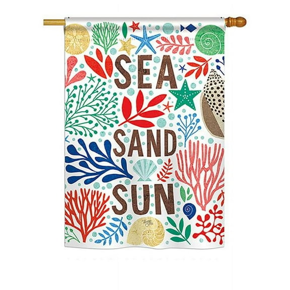 Breeze Decor BD-NA-H-107065-IP-BO-DS02-US 28 x 40 in. Sea Sand Sun Coastal - Everyday Nautical Impressions, Decorative Vertical House Flag