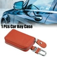 thumbnail image 3 of Unique Bargains Car Key Case Faux Leather Zipper Multifunctional Car Fob Key Case for Auto Remote Key Orange, 3 of 7