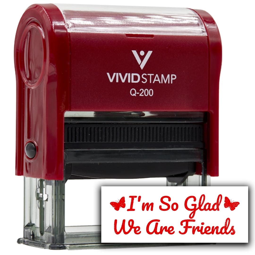 (3 pack) All Quality I'm So Glad We Are Friends Self-Inking Rubber Stamp | Family & Friends | Novelty Homely Stamps (Red Ink) - Q-400
