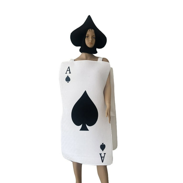 Poker Ace of Spades Costume Set with Spades Hat Dress Halloween Fancy Dress Prop