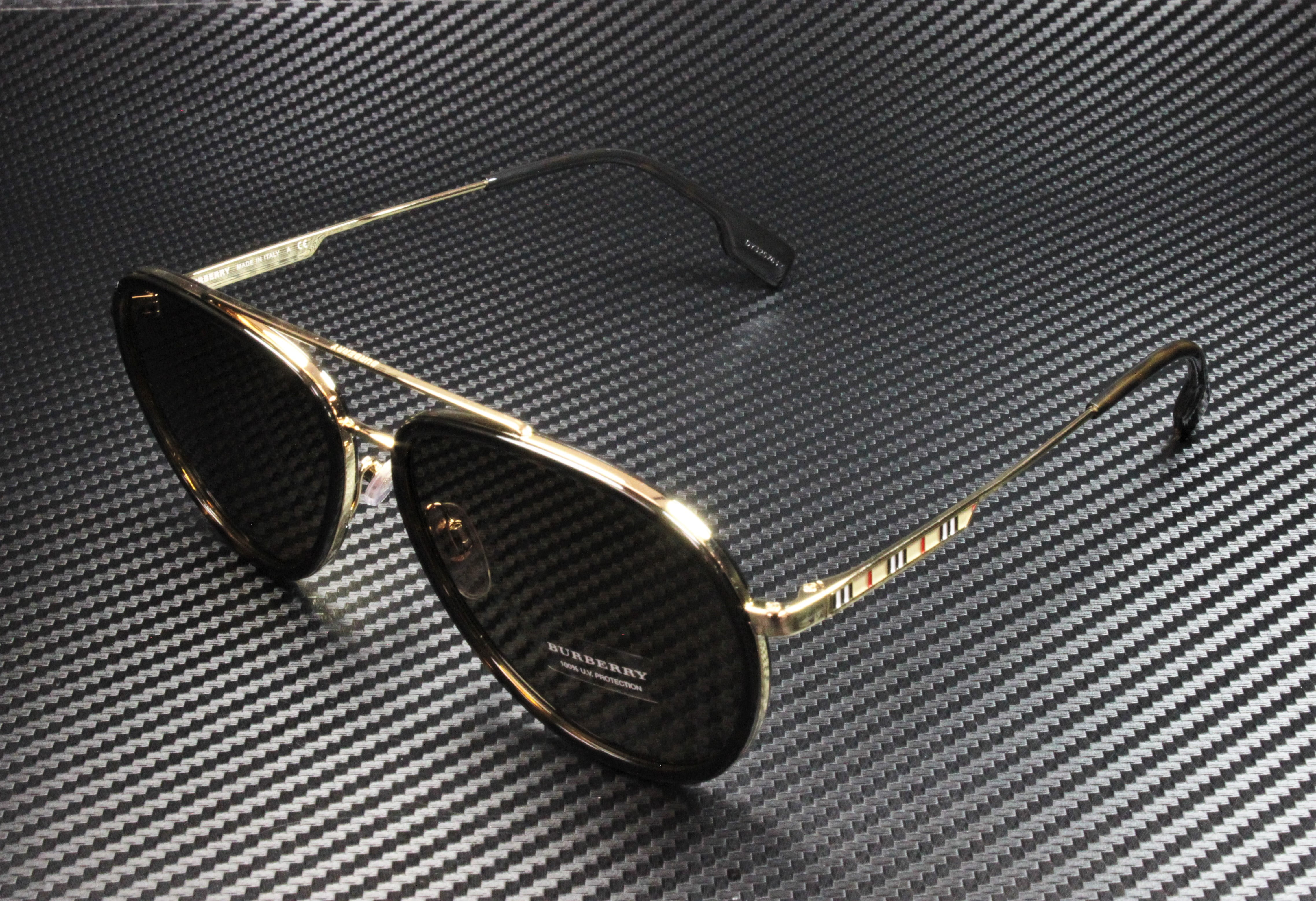 Burberry Oliver BE 3125 Metal Unisex Aviator Sunglasses Gold 59mm Adult