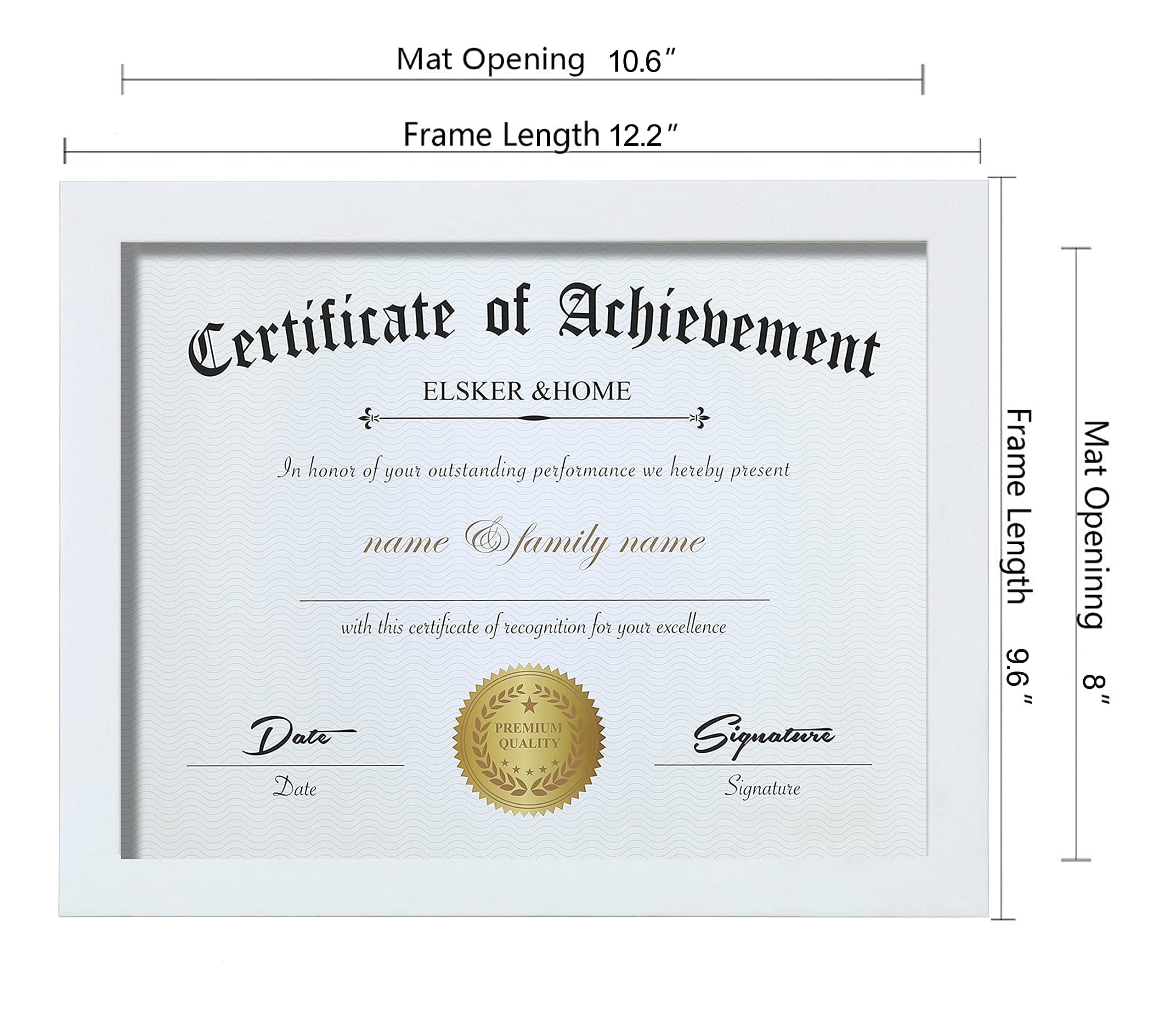 ELSKER&HOME 8.5x11 Certificate Frame, Classic White Color Frame, Displays Diploma&Document 8.5x11 Inch