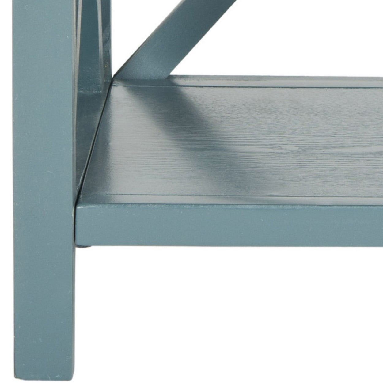 SAFAVIEH Candence Nautical Cross Back End Table, Slate Teal