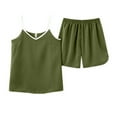 thumbnail image 2 of Karight Sleepwear for Womens Straps Tank Top Shorts 2 Piece Pajamas Lace Faux Silk Nightgowns Plain Match Thin Pjs Sets, 2 of 5