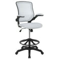 thumbnail image 3 of BizChair Mid-Back White Mesh Ergonomic Drafting Chair with Adjustable Foot Ring and Flip-Up Arms, 3 of 17