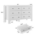 thumbnail image 2 of Luku Modern 6 Drawer Dresser, 50" Wide Double Chest with Deep Drawers & Metal Knobs, Wooden Storage Organizer for Kids Bedroom, Entryway, Hallway, 2 of 5