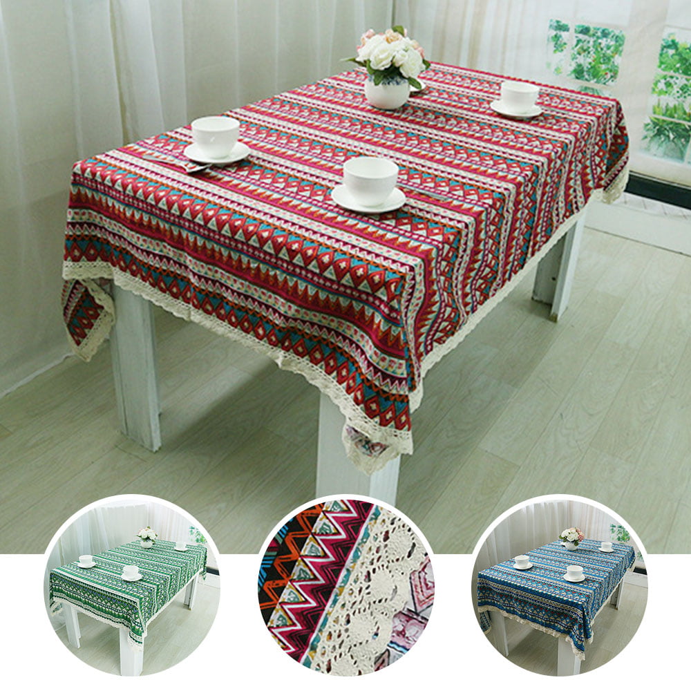 Qilmy Bohemian Round Tablecloth 60 Circle Table Cloth Cover Circular Tabletop Boho Fabric for Outdoor Party Picnic
