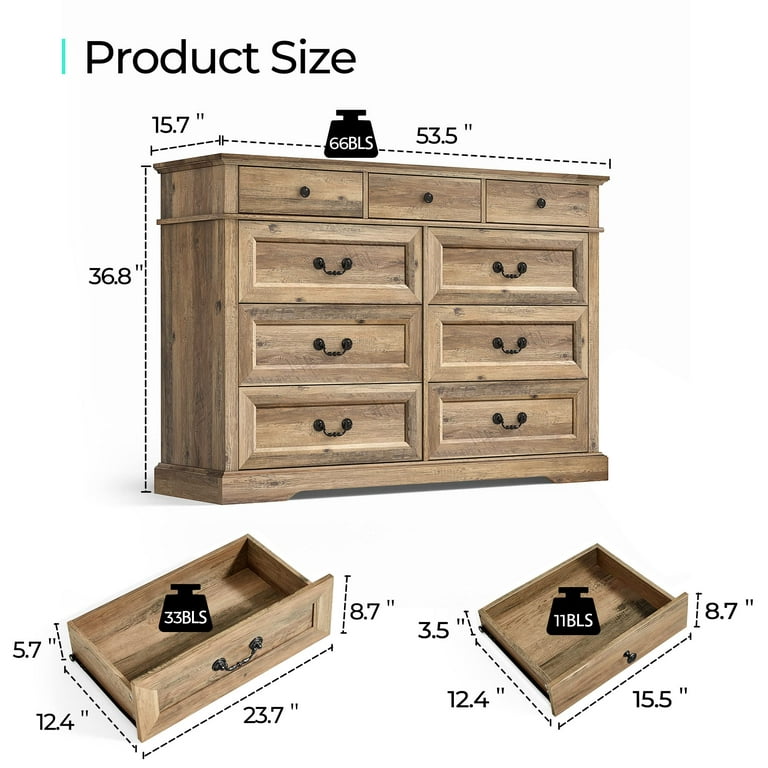 Latitude Run® Garysburg 9 Drawer Chest, Wood Storage Dresser