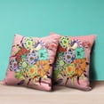 thumbnail image 4 of Amrita Sen Friendship Bouquet Throw Pillow with Removable Cover in Pink Mint Orange Red 16x16, 4 of 5