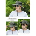 thumbnail image 3 of Sombrero de pescador para hombre, verano, pesca al aire libre, protector solar, cubierta facial, protección UV, ala grande, gris oscuro, 3 of 3
