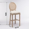 thumbnail image 6 of Hassch Rustic French Country Bar Stools Set of 2, Farmhouse Counter Height Chairs with Carved Wooden Legs, Upholstered Padded Seat & Oval Rattan Backrest, Beige+Natural, 6 of 8