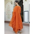 thumbnail image 5 of Janasya Women's Orange Brocade Woven Design Dress with Palazzo and Dupatta, 5 of 5