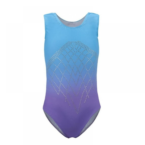 SYNPOS Girls Gymnastics Leotards Sparkle Colorful Dance Clothes Gradient Embroidery Athletic Leotards 5-14 Years