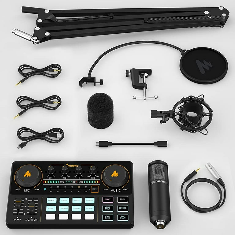 Maono AU-AM200-S1 ALL-IN-ONE Podcast Production Studio with Microphone,  Audio Interface with DJ