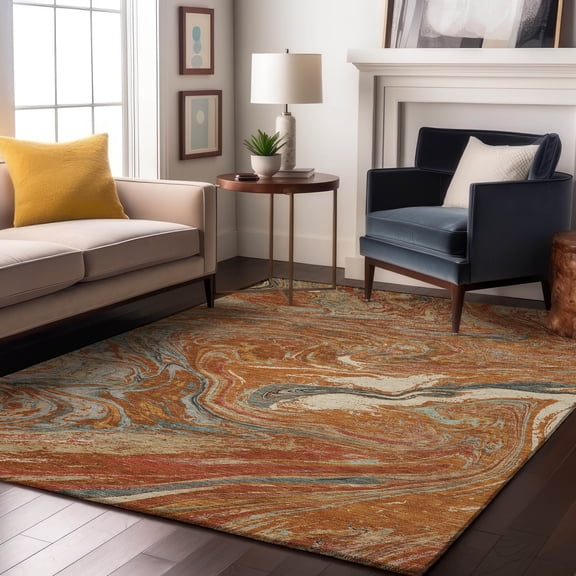 Addison Rugs Mayfield Premium Machine Washable Transitional Abstract Paprika Rectangle Rug, 10' x 14'