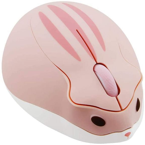 2.4GHz Wireless Mouse Cute Hamster Shape Less Noice Portable Mobile Optical 1200DPI USB Mice Cordless Mouse for PC Laptop Computer Notebook MacBook Gaming Kids Girl Men Women Adults Gift (Pink)