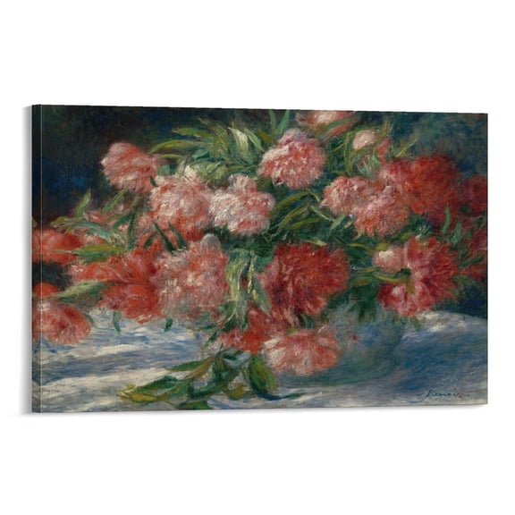Pierre Auguste Renoir Peonies Wall Art Poster Scroll Canvas Painting Picture Living Room Decor Home 24x36inch(60x90cm)