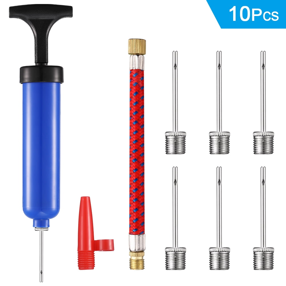 10pcs/set Mini Ball Inflator W/ Needle Pins Hose Schrader Valve Nozzle Tool Kit 