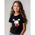 thumbnail image 1 of Girls' Cotton Short-Sleeve T-Shirt with Cute Rabbit & Strawberry Print - Soft, Breathable, and Comfortable for Summer - Casual Round Neck Tee for Casual Attire, Tween Girl Clothes, 1 of 6