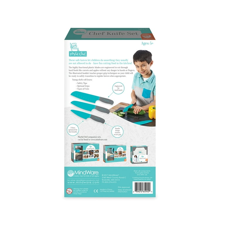 Playful Chef: 3 Safety Knives Set For Kids – Real Cooking Supplies
