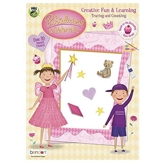 Pre-Owned PBS Kids Pinkalicious & Peterific Tracing & Counting Activity Workbook with Stickers, 9781690213406, 169021340X, Paperback,