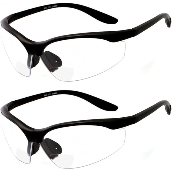 grinderPUNCH Bifocal Safety Glasses Readers ANSI Z87 Impact Resistant Bifocal Diopter Magnifying Reading Glasses  1.00
