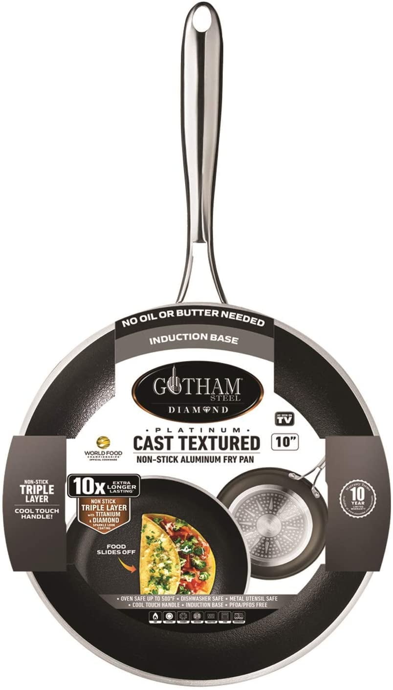 GOTHAM STEEL Platinum Cast 10 Piece Pots and Pans Kitchen Cookware Set with Ultra Nonstick Diamond Surface Oven & Dishwasher Safe 100% PFOA Free 