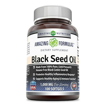 Amazing Formulas Black Seed Oil Natural Dietary Supplement - Cold Pressed Black Cumin Seed Oil from 100% Genuine Nigella Sativa - 1000 Mg 100 (Best Naturals Black Seed Oil)