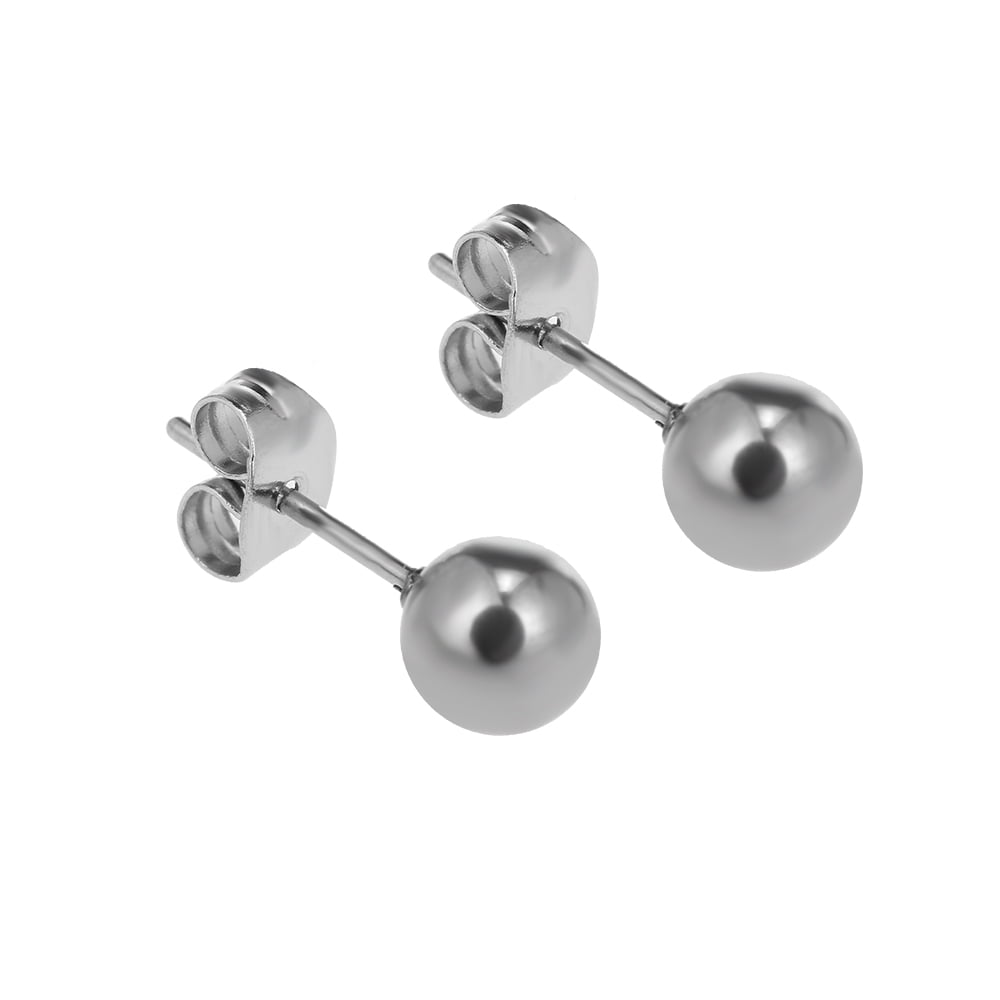 Surgical Stainless Steel Round Ball Ear Studs Earrings 5 Pair Set Assorted  Sizes For Men Women
