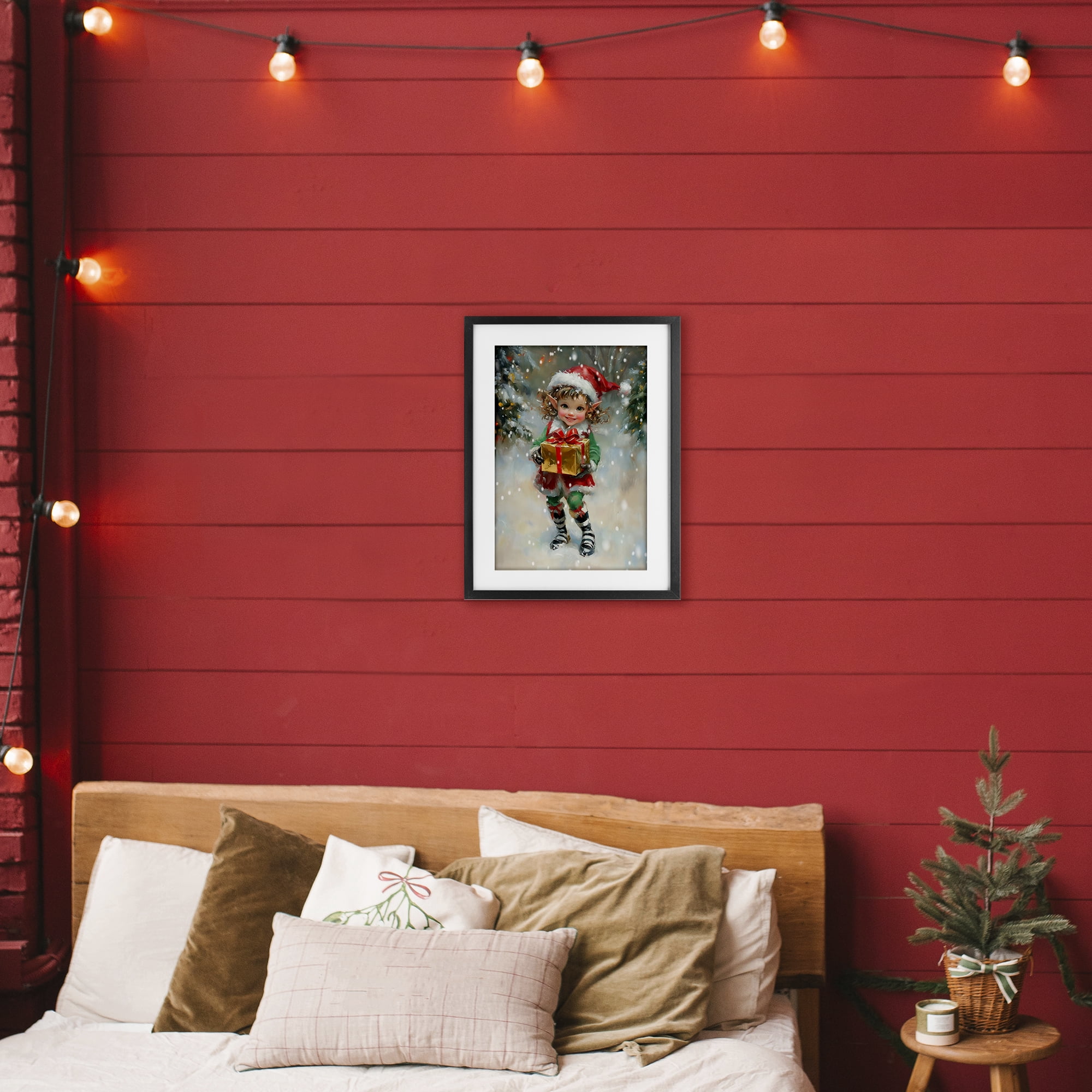 Stupell Industries Santa's Little Elf Black Framed Print Under Glass, design by Tina LeCour