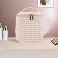 thumbnail image 5 of Bolsas de maquillaje organizativas de cilindro de puntos únicos de Bargains 1 Pc para viajar, felpa rosa, 5 of 5