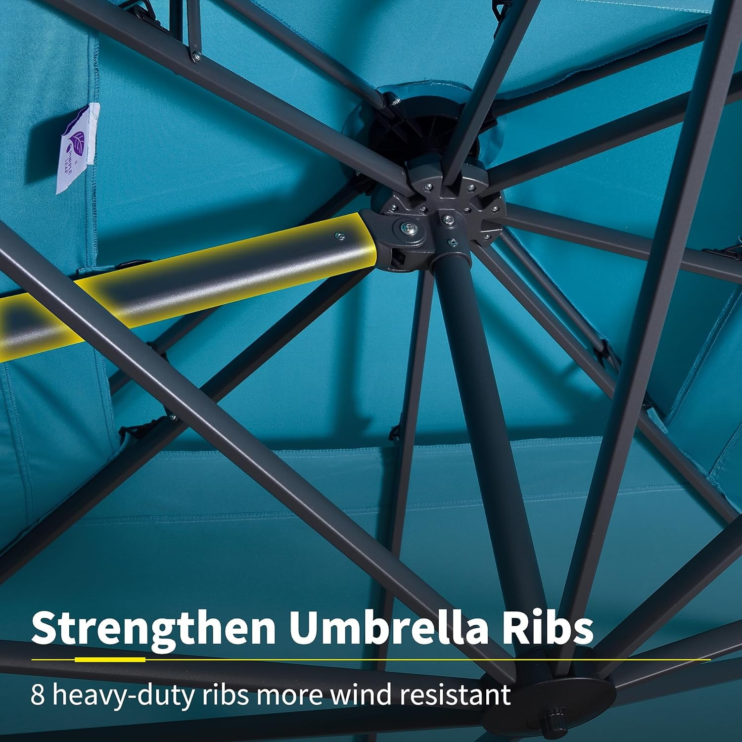 PURPLE LEAF Outdoor Cantilever Umbrellas 10FT Square Large Patio Umbrella Offset Umbrella with 360°Rotation Tilting And Hanging Double Top, Turquiose Blue