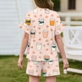 thumbnail image 3 of Grblisyd Girls Outfits Size 10-12 Cute Floral Print Ruffle Short Sleeve T-Shirts and Drawstring Elastic Waist Shorts Casual Summer Clothing Sets, 3 of 4