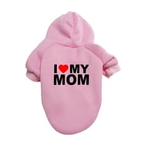 STGRGFHY Pet's Hoodie Coat Love My Mom Printed Shirts Warm Sweater Outdoor Hooded Sweatshirt Dogs Clothes,dog sweaters for small dogs,dog hoodies,dog sweaters for medium dogs(pink XL)