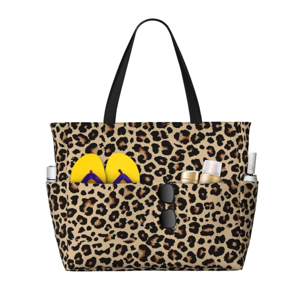 Easygdp Leopard Print-1 Bolsa de Viaje de Playa de Gran Capacidad, Bolsa Tote Perfecta para la Playa, Escapadas de Fin de Semana y Viajes